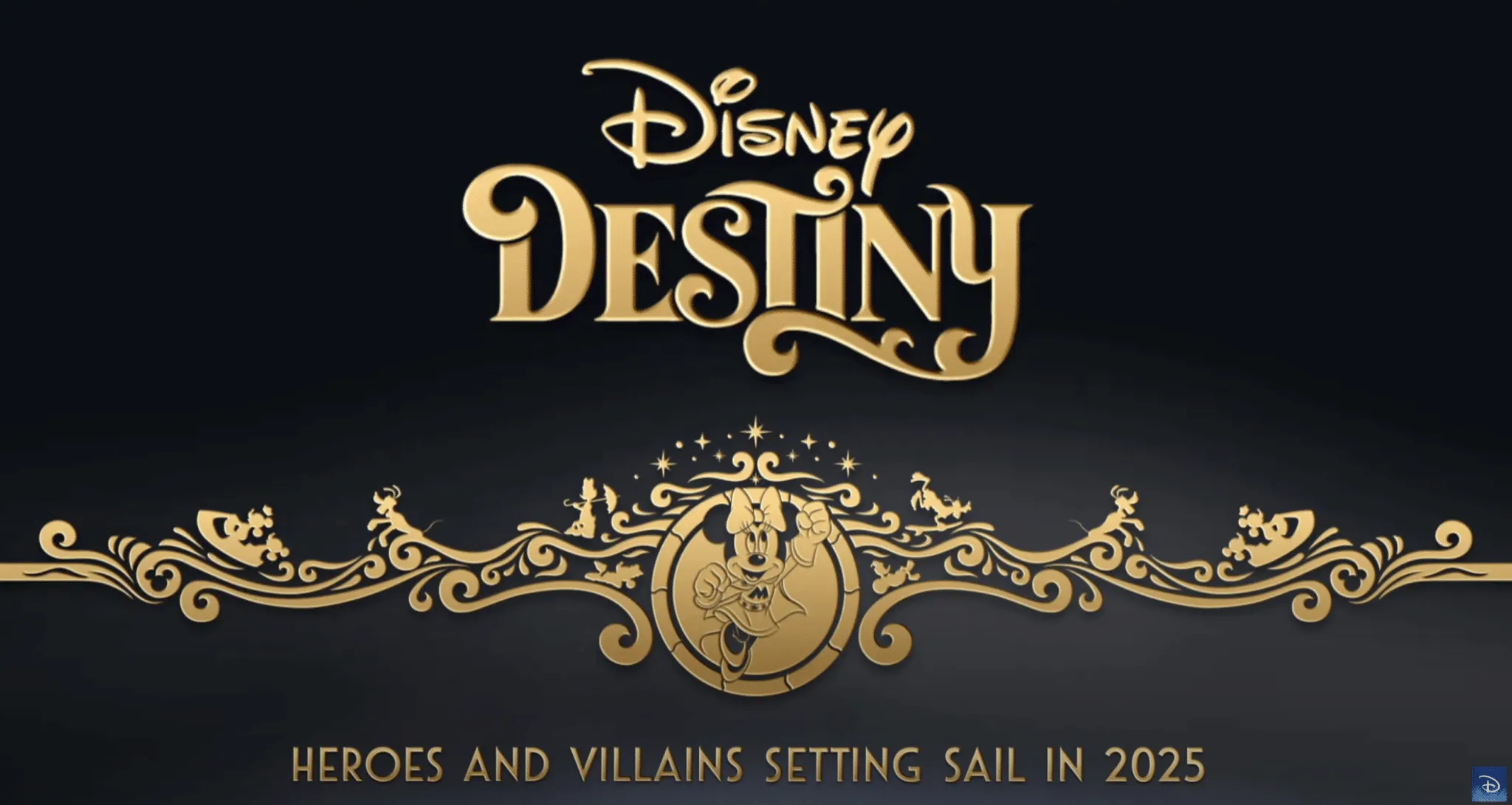 a logo with gold text