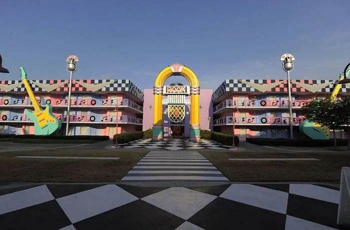 a building with a checkered floor