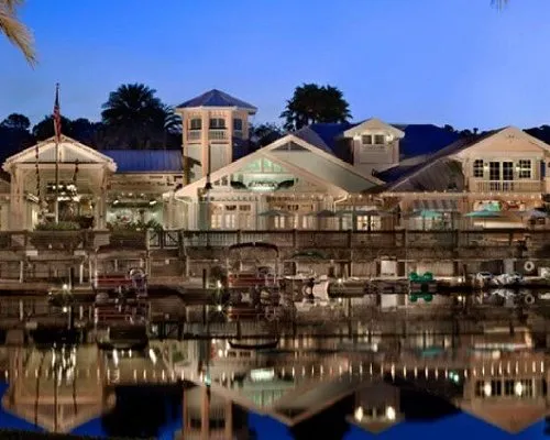 a building with a body of water