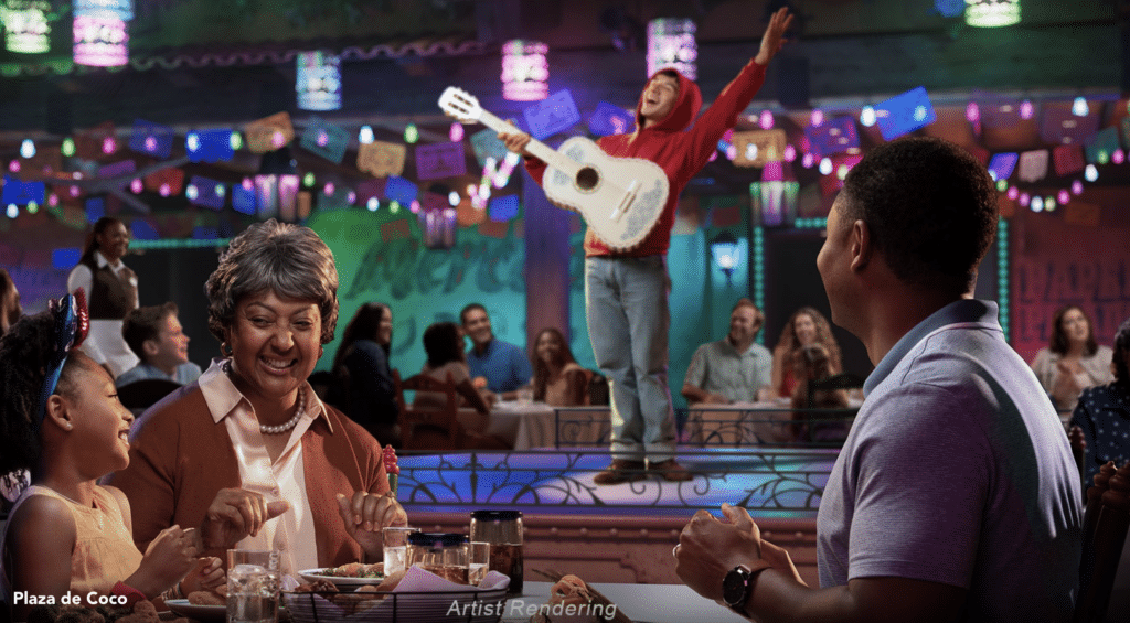 a man playing a guitar in a restaurant
