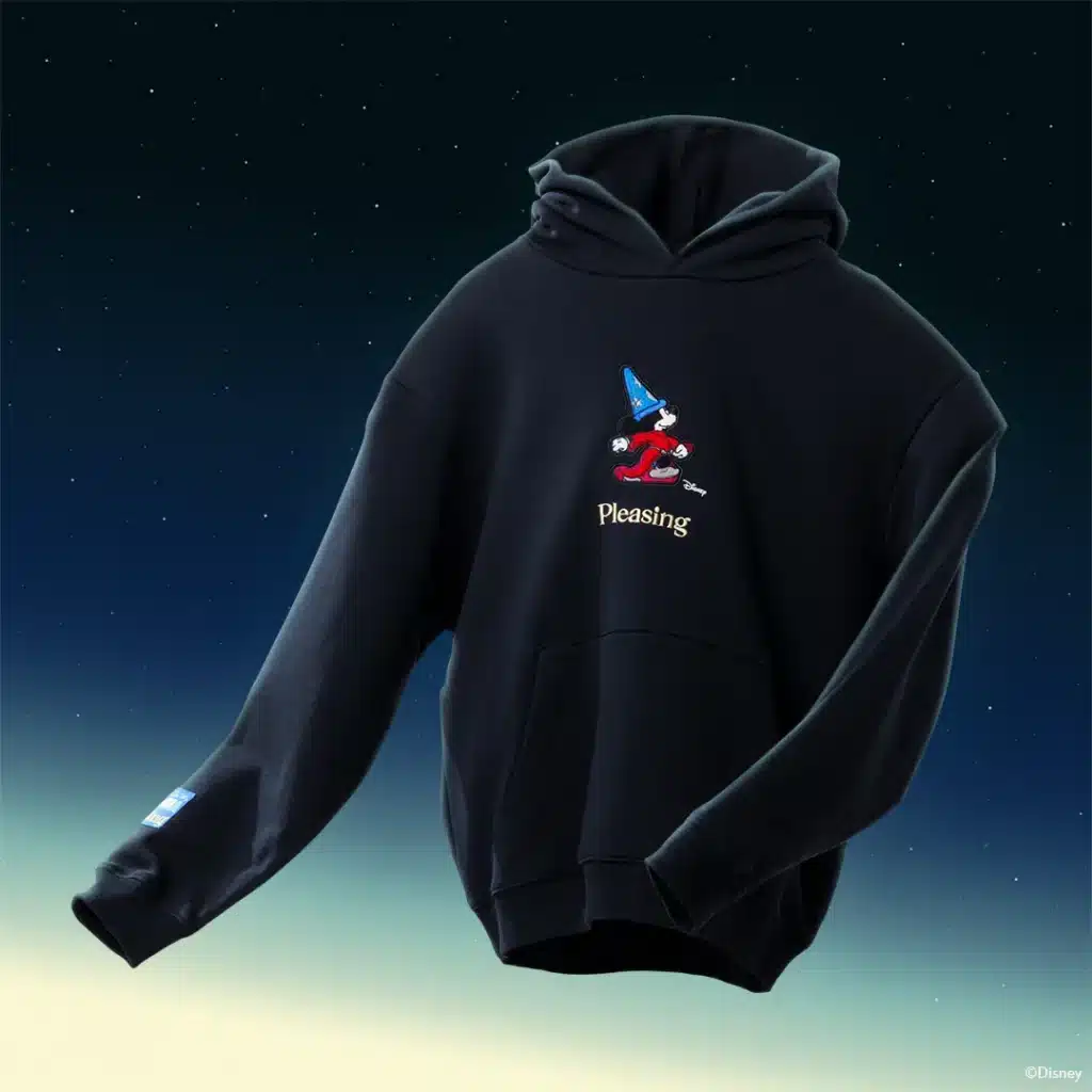 a black sweatshirt with a cartoon character on it